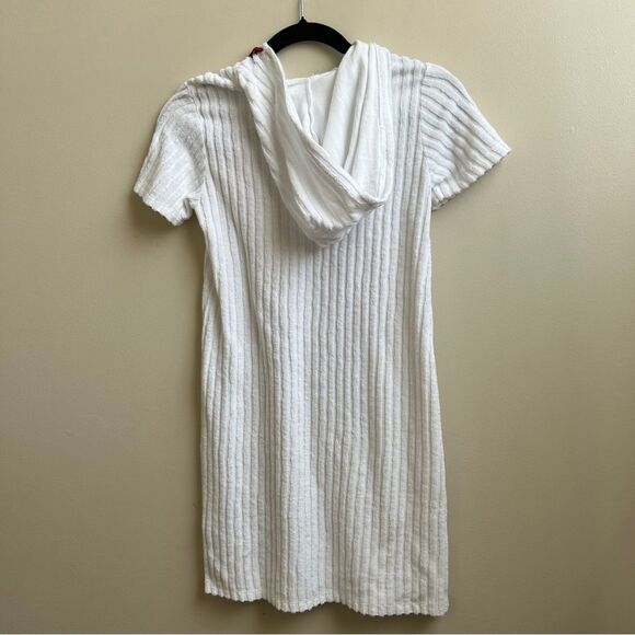 NWOT Sol Angeles Kids Santa Rosa Terry Hoodie Dress in Optic White Size 10 - Picture 3 of 5